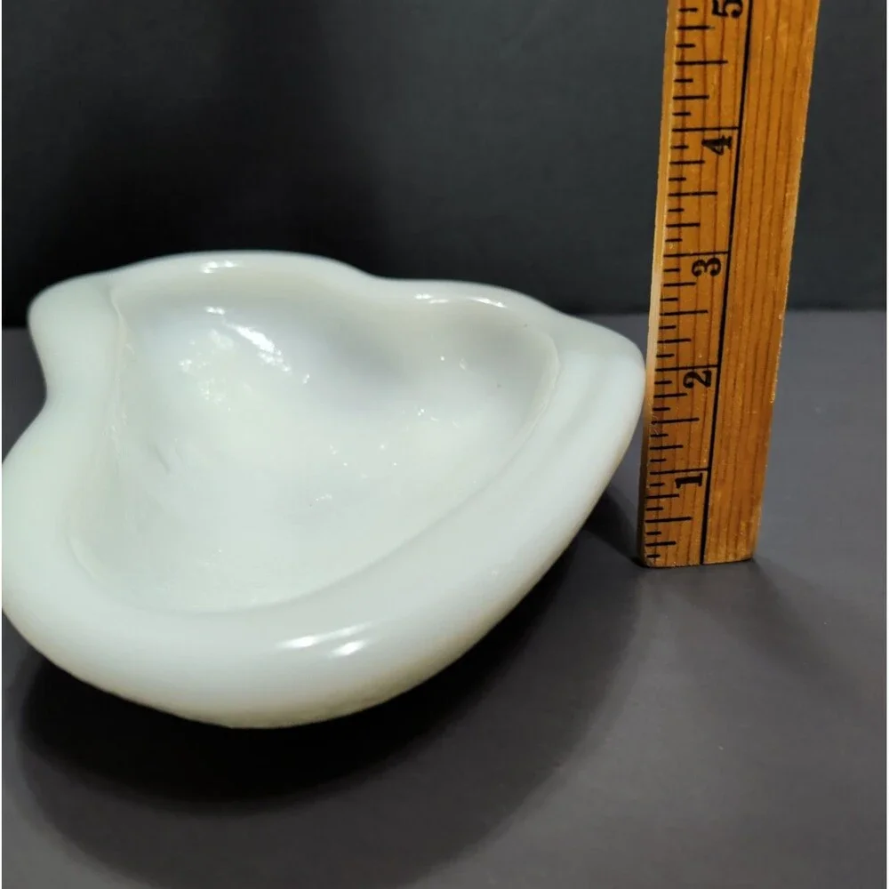 Antique White Milk Glass Kidney Shaped Trinket Dish  Retro Catchall TrayAshtray